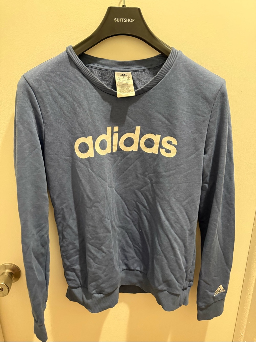 adidas Blue Crewneck Sweatshirt with White Logo